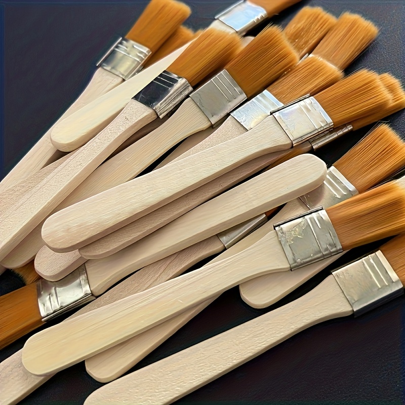 Brush Bristle Set - 6Pcs Wooden Handle Nylon Bristle Paint