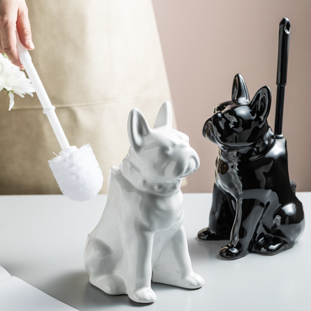 Brush Bristle Set - Creative Ceramic Toilet Brush Set with