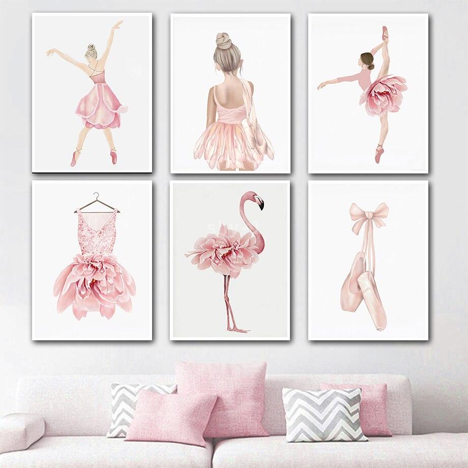 Waterproof Spray Shoe - Ballet Flamingo Watercolor Canvas Art Nordic